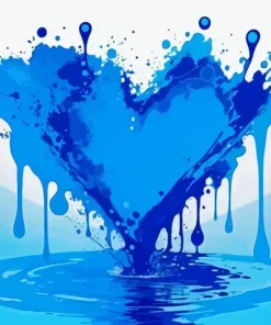 Blue Splatter Heart Diamond Painting