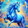 Blue Unicorn And Butterflies Diamond Painting