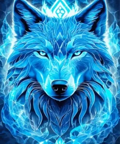 Blue Wolf Face Diamond Painting