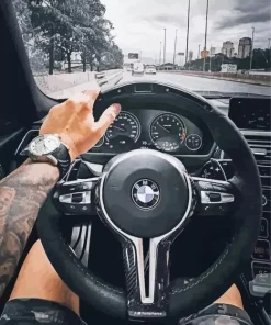Bmw Steering Wheel With Hand Diamond Painting