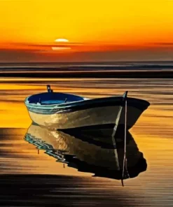 Boat At Sunset Diamond Painting