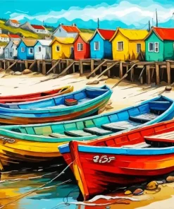 Boats On Beach Diamond Painting