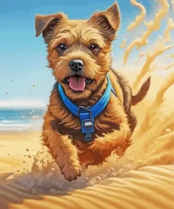 Brown Border Terrier Dog Diamond Painting