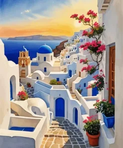 Bougainvillea Santorini Diamond Painting