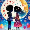 Boy And Girl Silhouette In Love Diamond Painting