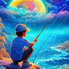 Boy Fishing Diamond Painting