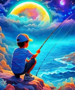 Boy Fishing Diamond Painting