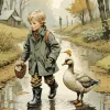 Boy With Goose Art Diamond Painting