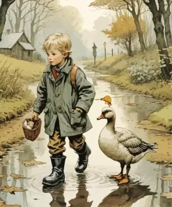 Boy With Goose Art Diamond Painting