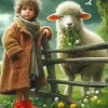 Boy With Sheep Diamond Painting