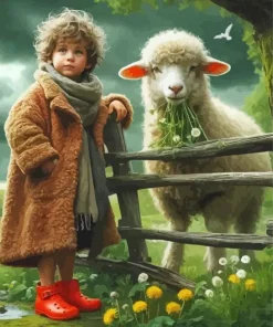 Boy With Sheep Diamond Painting