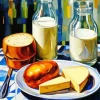 Bread And Milk Art Diamond Painting