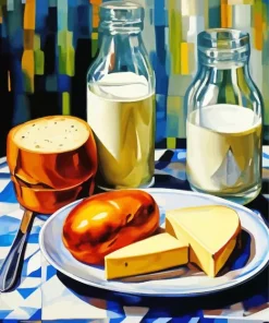 Bread And Milk Art Diamond Painting
