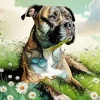 Brindle Pitbull Art Diamond Painting