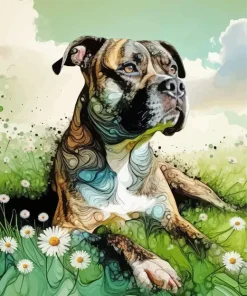 Brindle Pitbull Art Diamond Painting