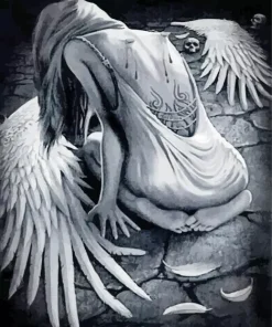 Black And White Broken Angel Diamond Painting