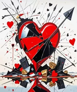 Broken Heart With Arrow Diamond Painting