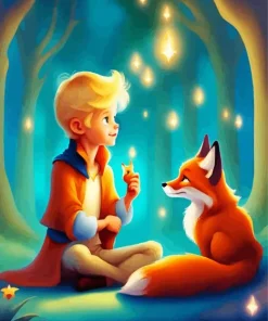 Cartoon Boy And Fox Diamond Painting