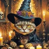 Cat Witch And Skulls Diamond Painting