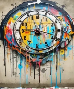 Colorful Dripping Clock Diamond Painting