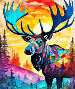 Colorful Moose Diamond Painting