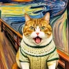 Cool Edvard Munch Cat Art Diamond Painting