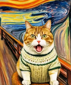 Cool Edvard Munch Cat Art Diamond Painting