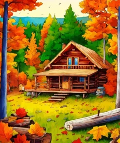 Cool Fall House Diamond Painting