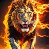 Cool Fire Lion Art Diamond Painting