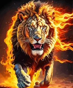 Cool Fire Lion Art Diamond Painting
