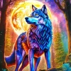 Cool Galaxy Moon Wolf Diamond Painting