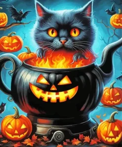 Cool Halloween Cat Art Diamond Painting