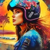 Cool Motocross Girl Diamond Painting