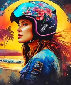 Cool Motocross Girl Diamond Painting