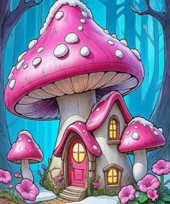 Cool Mushroom House Art Diamond Painting