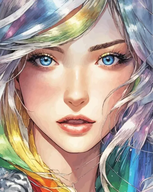 cute anime face girl Diamond By Numbers Cute Anime Face Girl Diamond Painting