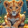 Cute Lion Cub Art Diamond Painting