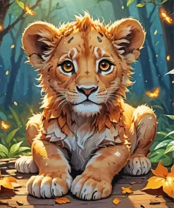 Cute Lion Cub Art Diamond Painting