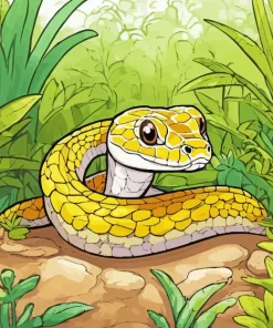 Cute Yellow Python Diamond Painting