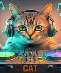 Dj Cat Diamond Painting