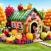 Dog And Fruit House Diamond Painting