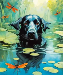 Dog Swimming Diamond Painting