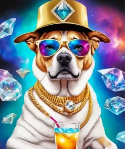 Dog Wearing Galaxy Glasses Diamond Painting