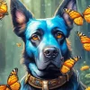Dog With Butterfly Drawing Diamond Painting