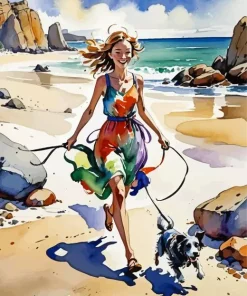 Dog With Girl Diamond Painting