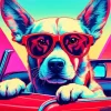 Dog With Glasses Art Diamond Painting