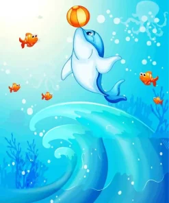 Dolphin Playing With Ball Diamond Painting
