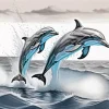 Dolphins Jumping Out Of The Water Diamond Painting