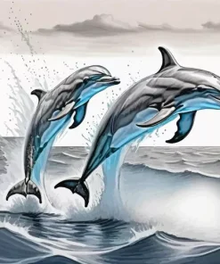 Dolphins Jumping Out Of The Water Diamond Painting
