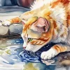 Drinking Cat Diamond Painting